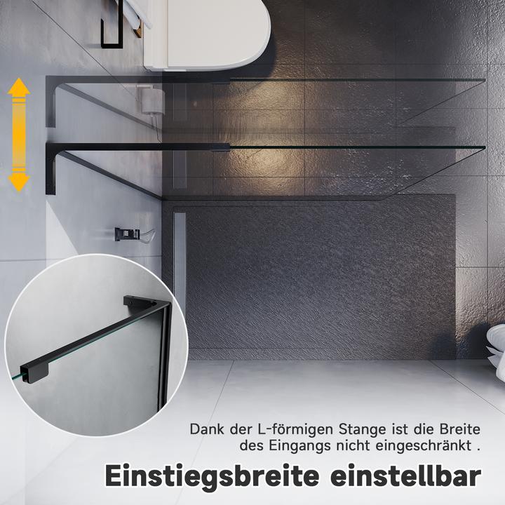 Immagine prodotto SONNI Cabina doccia a porta singola, senza telaio, walk-in, vetro trattato NANO 90x200 cm (120 cm, 120 cm, 200 cm)