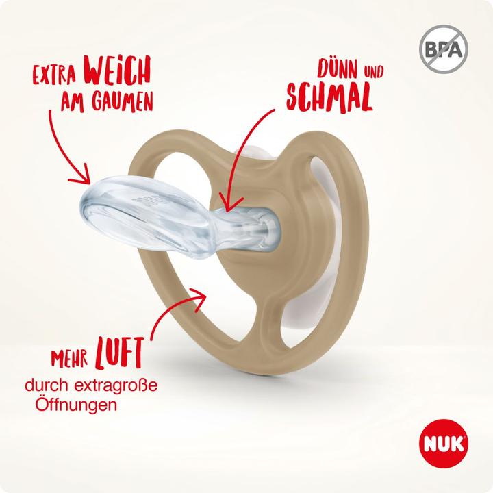Produktbild NUK Schnuller Schnuller 2er Pack Space - Silikon 0-6 M - Fuchs / (2 x, ab Geburt)