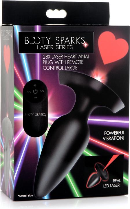 Actual product image XR Brands Laser Heart Large Anal Plug with Remote Control
