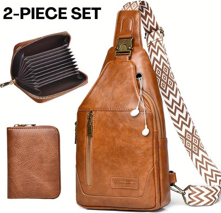 Only-Bags.Store Leder Umhängetasche Set: PU-Material, wasserdicht, grosses Fassungsvermögen, geeignet für Studenten