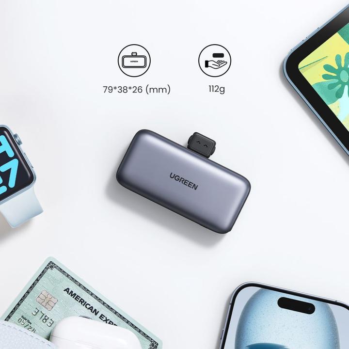 Produktbild Ugreen 5000mAh Power Bank with Built-in USB-C Connector (5000 mAh, 22.50 W, 18 Wh)