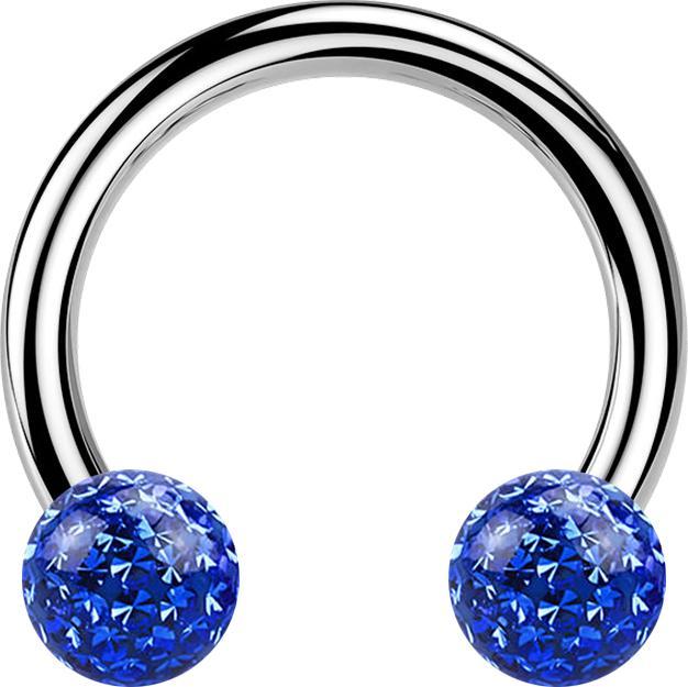 Immagine prodotto Star Piercing Campanile circolare in argento con due sfere di cristallo strato protettivo epossidico blu scuro (G23 in titanio senza ottone, senza ottone)