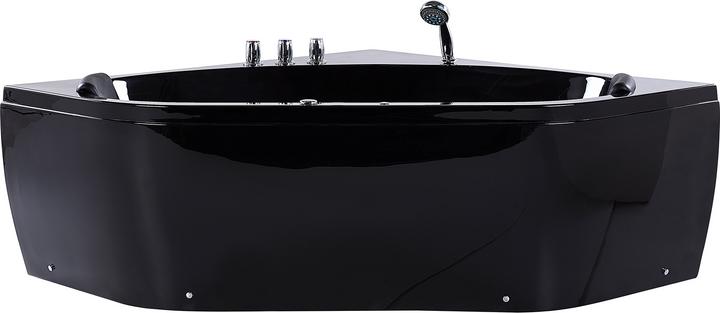 Actual product image Beliani Whirlpool bath black corner model with LED 140 x 140 cm MEVES (300 l, 140 cm)