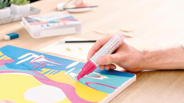 Produktbild Edding Acrylmarker (Verkehrsgelb, Enzianblau, Sonnengelb, Türkis, Telemagenta, 10 mm, 5 x)