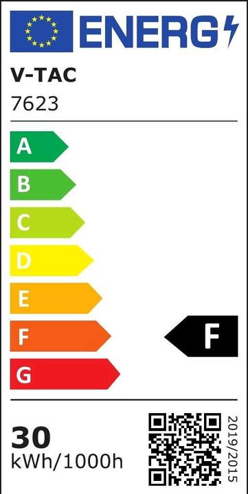Energie-Label V-TAC VT8630WRD 30W LEDKuppelleuchte runder weisser Rahmen 6500K IP44 (3000 lm)