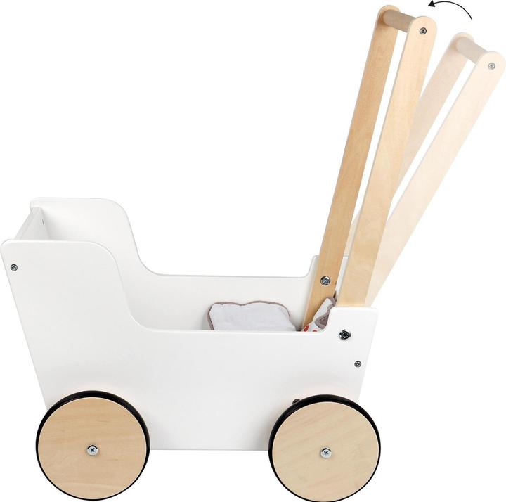 Actual product image small foot Wooden push-along doll's pram, small button