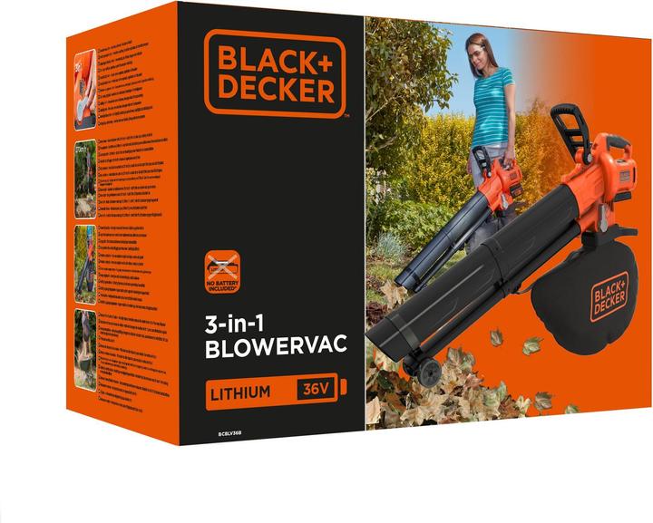 Productafbeelding Black & Decker BCBLV3625L1 Solo (Oplaadbare batterij, Bladzuiger, Vacuüm en ventilator, Bladblazer)