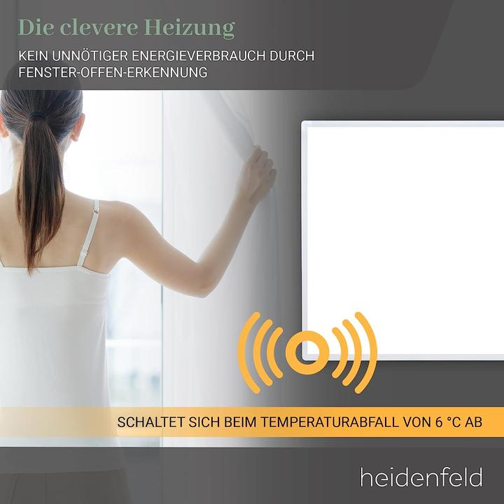 Produktbild Heidenfeld Infrarotheizung HF-HP100-2 Infrarot Wandheizung Heizkörper Heizung App (600 Watt) (600 W)