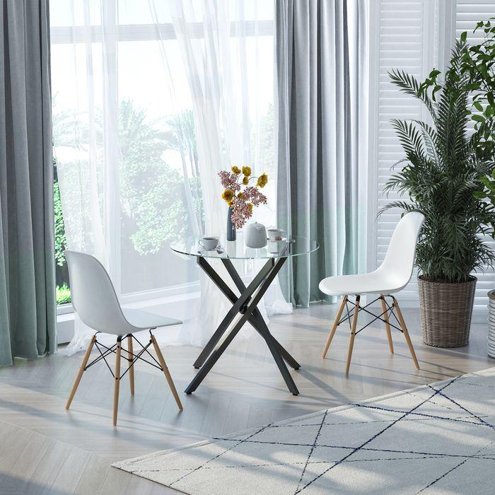 Produktbild Swisshandel24 runder Couchtisch Glastisch Schwarz Beistelltisch mit Sicherheitsglas Metall 80 x 80 x 75 cm (80 x 80 x 75 cm)