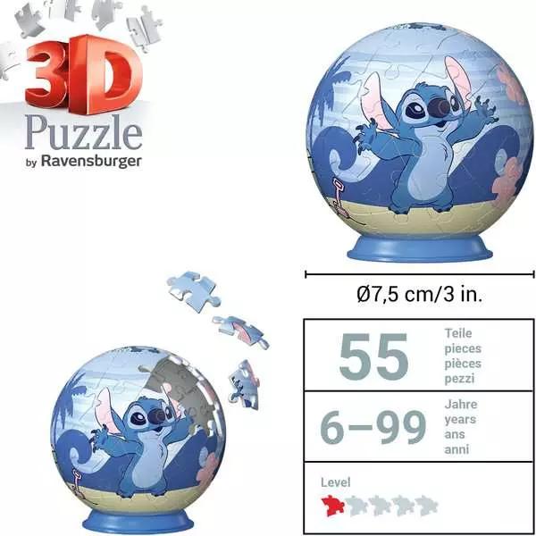 Produktbild Ravensburger 3D Puzzle 11597 - Puzzle-Ball Disney Stitch - für grosse und kleine Stitch Fans ab 6 (54 Teile)