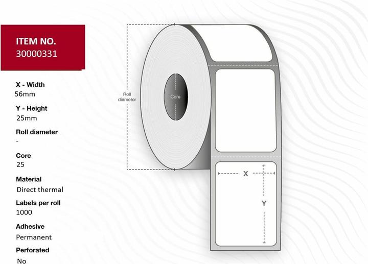 Actual product image Capture Label 56x25 - Core 25. white.