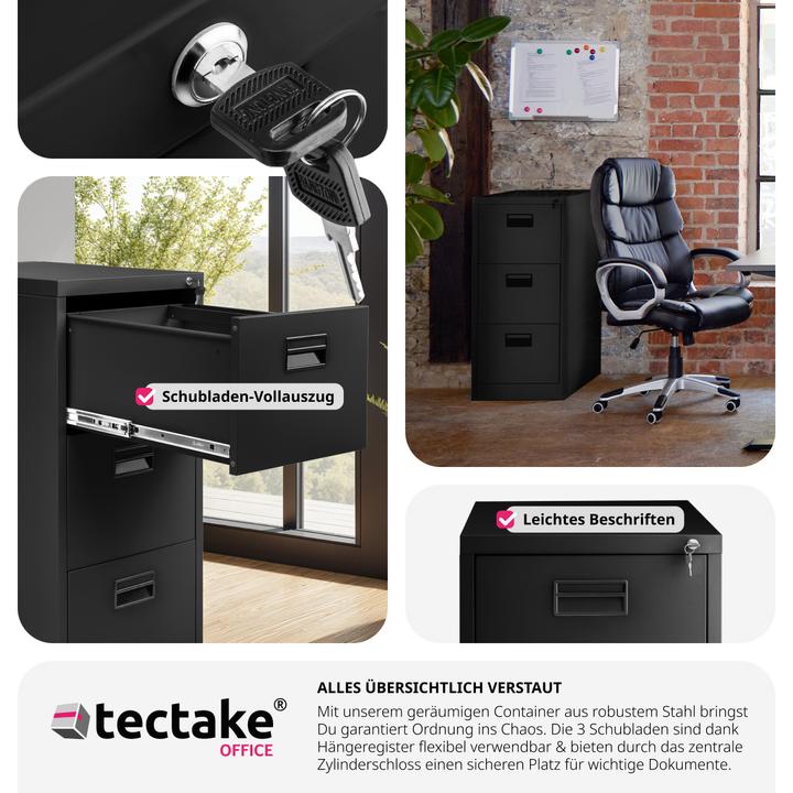 Produktbild tectake Aktenschrank mit 3 Schubladen