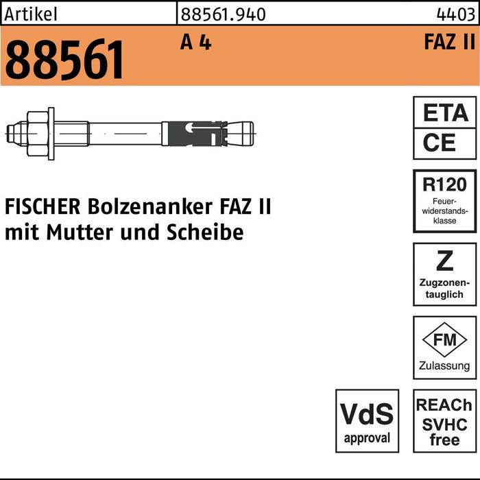 Immagine prodotto Fischer Ancora a cuneo FAZ II 12 Lunghezza 110 mm Acciaio inox (20 pz.)