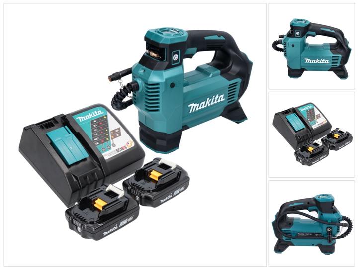 Actual product image Makita DMP 181 RA Battery compressor 18 V 11.1 bar + 2x battery 2.0 Ah + charger (11.10 bar)