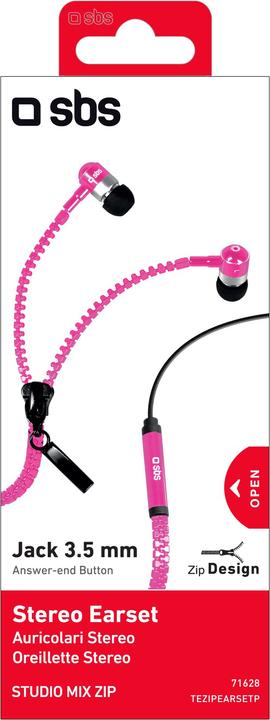 Produktbild SBS Stereo-Kopfhörer mit Kabel Zip, 3,5 mm Klinkenstecker mit Mikrofon und Antworttaste (Kabelgebunden)
