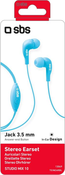 Actual product image SBS In-ear stereo earset Studio Mix 10, jack 3,5 mm with microphone and answer button (Cable)