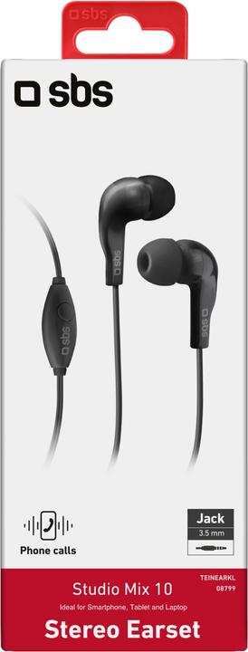 Immagine prodotto SBS Cuffie con cavo, stereo in-ear Studio Mix 10, spina jack 3,5 mm con microfono e pulsante per G (Cablato)