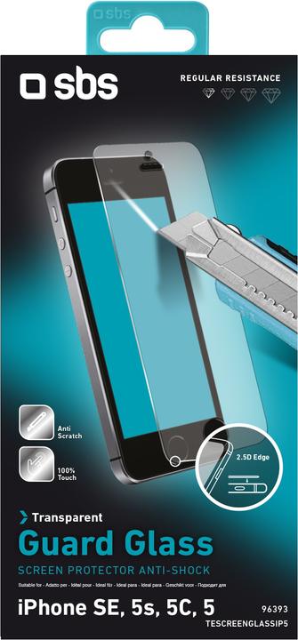 Actual product image SBS Screen Protector glass effect and High Resistant for SE/5s/5/5c (1 Piece, Apple iPhone 5s, Apple iPhone 5)
