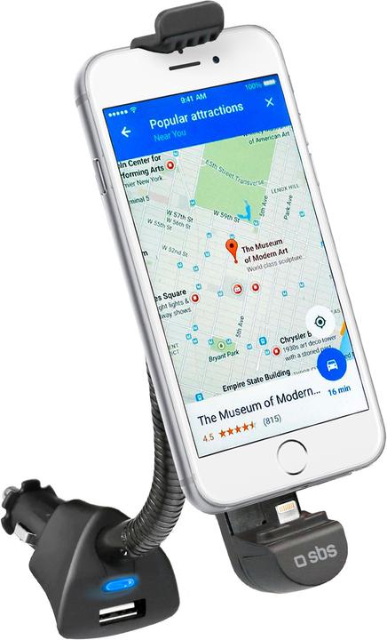 Produktbild SBS Autohalterung mit Blitzlicht-Anschluss und USB-Port für iPhone bis 5,5Inc