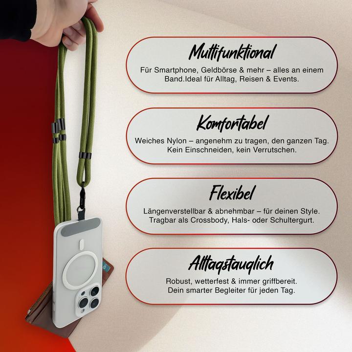 Actual product image Nalia HoldMe Lanyard Handykette - Universal Trageband für Smartphones - Verstellbar, Soft & Elastisch