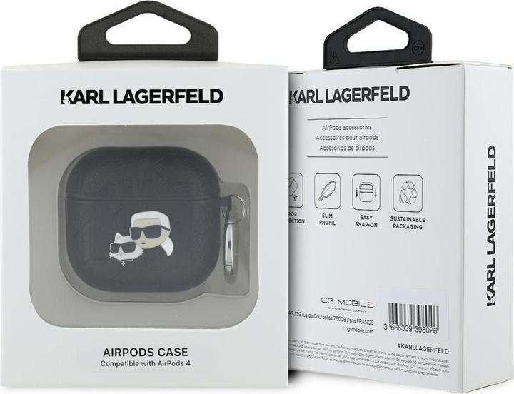 Image du produit Karl Lagerfeld Monogram Karl & Choupette Étui pour AirPods 4 - Noir (Sac pour écouteurs)