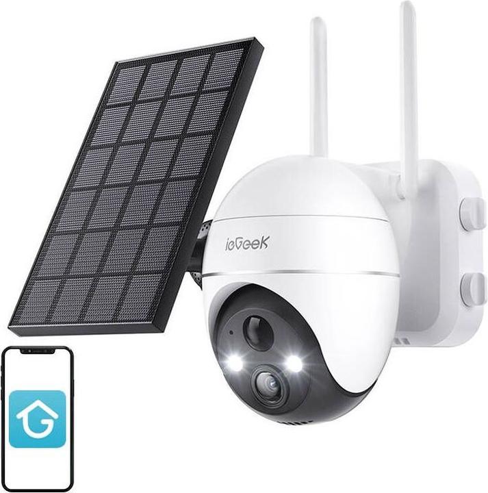 IeGeek Wireless 5MP WiFi outdoor camera ZS-GX4S white with solar panel