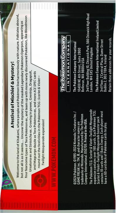 Actual product image Pokémon Twilight Masquerade (English, Booster Pack)