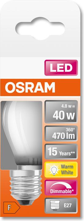 Actual product image Osram Superstar Classic P40 (E27, 4.80 W, 470 lm, 6 x, F)