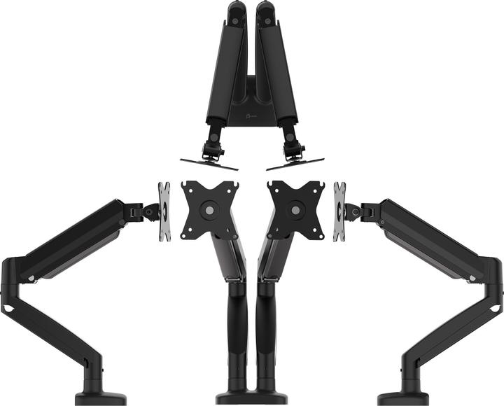 Actual product image j5Create JTSA102 Ergonomic Dual Monitor Mount, Black, Clamp/Grommet, 16 kg, 43.2 cm (17"), 81.3 (Table, 32.01")