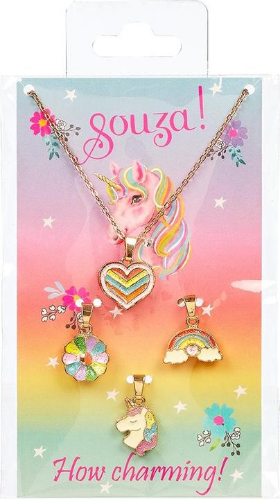 Souza Geschenkset Einhorn, Kette + 3 Anhänger (Metall, Kunststoff)