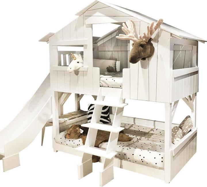 Image du produit Mathy by Bols Lit superposé cabane dans les arbres avec toboggan (90 x 190 cm)