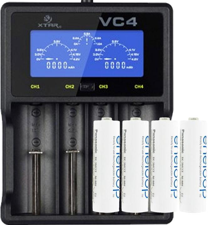 Xtar VC4 + Eneloop (4 pcs., AA, 2000 mAh, Battery + charger)