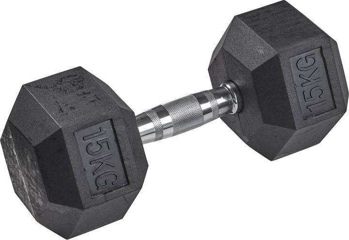 Actual product image Tanga Sports Rubber dumbbell HEX, 15 kg (1 x 15 kg)