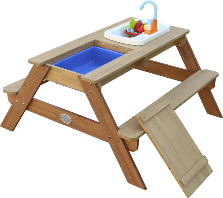 Axi Emily Sand & Water Table de pique-nique avec évier de cuisine ludique Marron