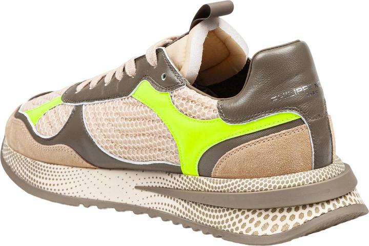 Actual product image Philippe Model olympique sneakers in leather and fabric color military green and yellow (42)