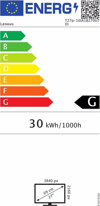 Energy Label Lenovo ThinkVision T27p-10 (3840 x 2160 Pixels, 27")
