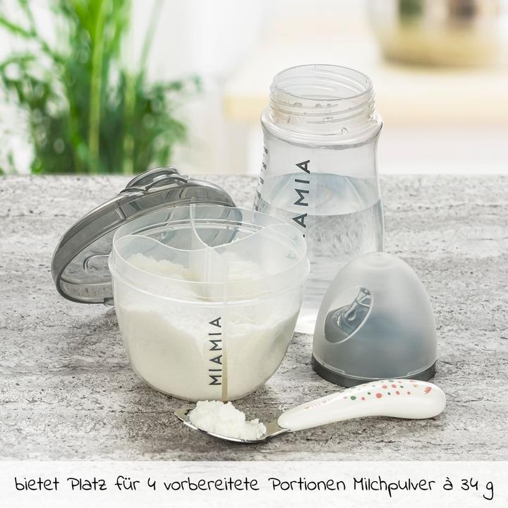 Produktbild MiaMia Babyflaschen-Zubehör Milchpulverportionierer 4 Kammern - Grau