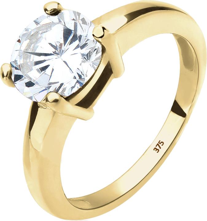 Immagine prodotto Elli Anello PREMIUM Anello solitario Zircone 375 Oro giallo Idea regalo (54, 375/9 K)