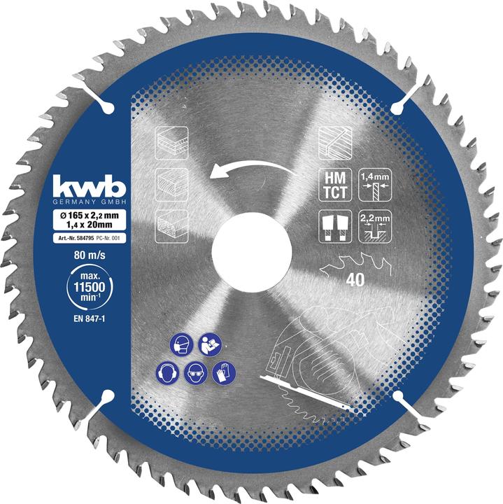 Actual product image kwb 584795 Circular saw blade set 165 x 16 mm 1 pc.