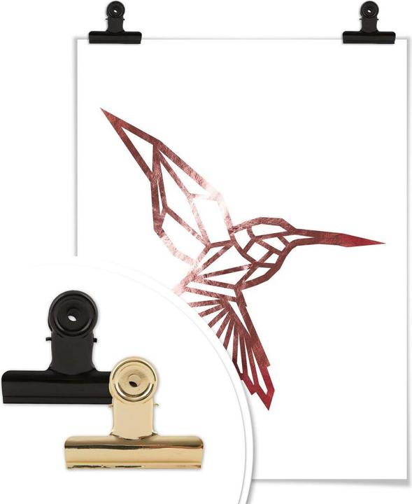 Actual product image Trenddeko Origami hummingbird - rose gold look (80 x 100 cm)