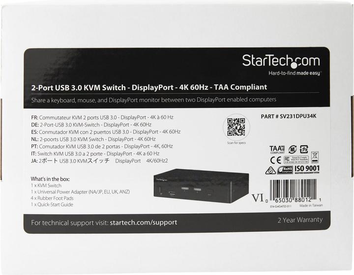 Actual product image StarTech 2 Pt Displayport Kvm