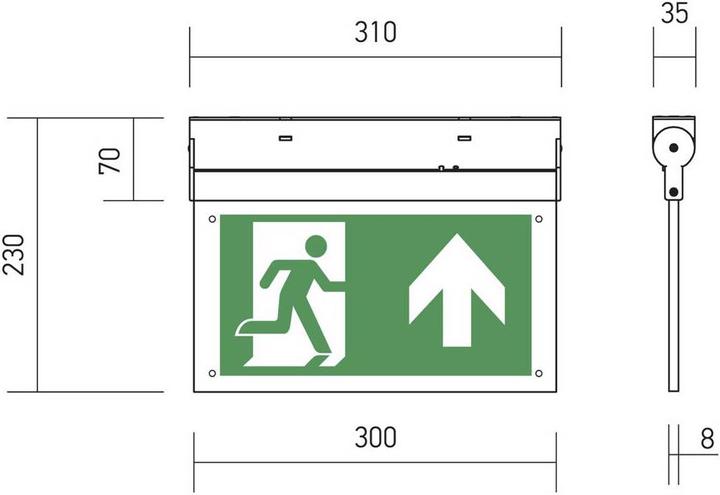 Actual product image B-Safety B STY LED Escape route emergency lighting ceiling surface mounting exit, escape route, right, left