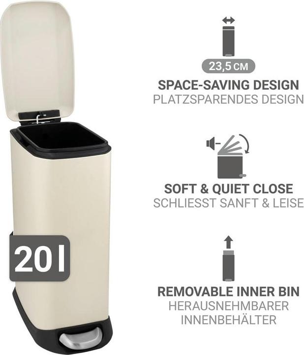 Image du produit Wenko Poubelle à pédale Design Easy-Close (20 l)