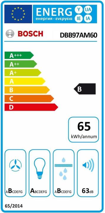 Etichetta energetica Bosch Hausgeräte DBB97AM60 (Sottostruttura cappuccio)