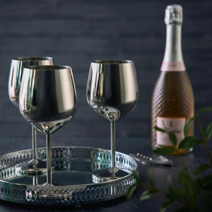 Produktbild Oak & Steel Edelstahl Weingläser Silber 4er-Set (50 cl, 4 Gläser, Weingläser Set)