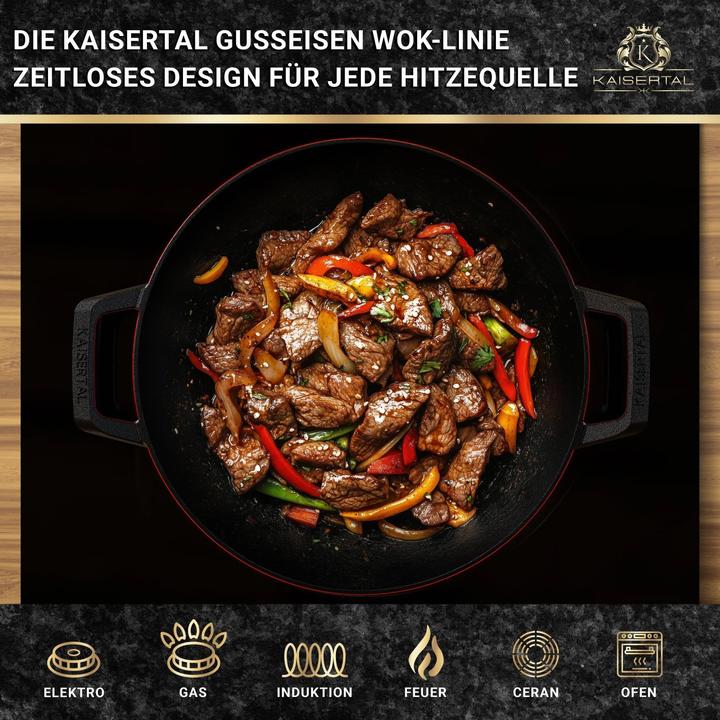 Produktbild Kaisertal Wok mit Deckel (32 cm, Wok Pfanne, Gusseisen)