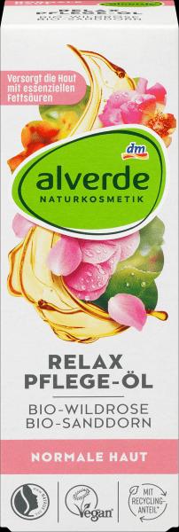 Produktbild dm alverde Relax Pflege-Öl Bio-Wildrose, Bio-Sanddorn (Körperöl, 100 ml)