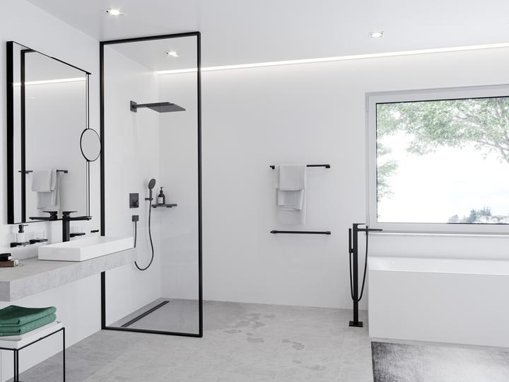Actual product image hansgrohe Cosmetic mirror AddStoris, without lighting matt black