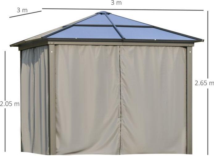 Produktbild Swisshandel24 Luxus Pavillon Gartenpavillon Alu mit lichtdurchlässigem PC Dach Braun+Beige 300 x 360 x 265 cm (360 cm, 300 cm)