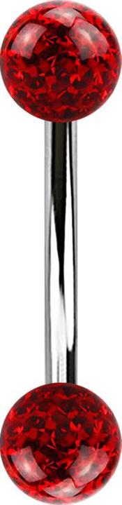 Immagine prodotto Star Piercing Banana argento con due sfere di cristallo rosso strato protettivo epossidico (senza ottone, Acciaio chirurgico 316L)